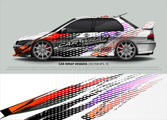 Obraz premium Racing Car Decal Graphic Vector, wrap vinyl sticker. Graphic abstract stripe designs for Racing vehicles.
