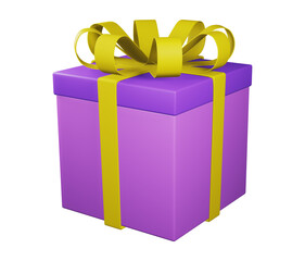 3D rendering purple gift box isolated on white background