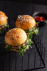 Dinner with homemade chicken burgers