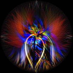 An abstract illustration in a colorful flower illusive shape