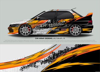 Fototapeta premium Racing Car Decal Graphic Vector, wrap vinyl sticker. Graphic abstract stripe designs for Racing vehicles.