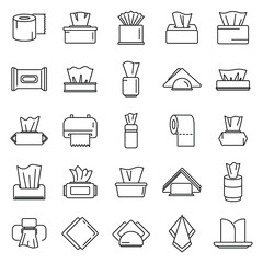 Tissue icons set outline vector. Silk cloth