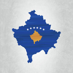  Kosovo map with flag