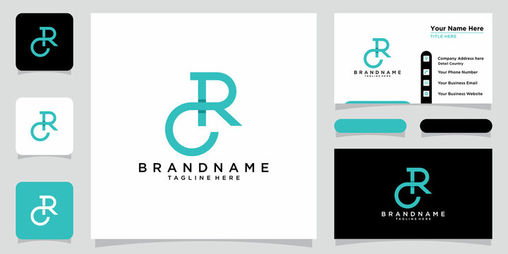 Initial letter logo CR, RC, template logo design vector with business card design