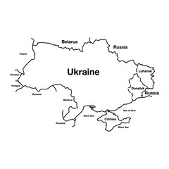 Fototapeta premium Ukraine Outline Map. Editable Vector EPS Symbol Illustration.