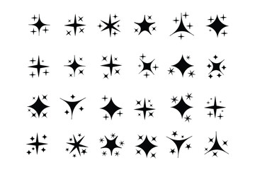 Sparkling stars. black sparks, black star and sparkle elements Free Vector