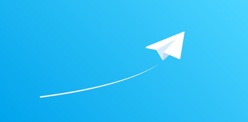 Paper Plane Mail and Messaging  Vector Icon Illustration On Blue Background