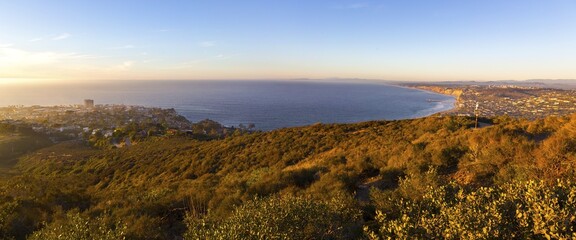 
Panoramic Landscape View of Pacific Ocean Coastline from Mount Soledad above La Jolla, California
