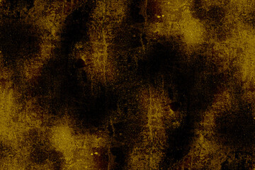 Abstract grunge textured dark yellow color old concrete wall with black spots for background