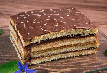 Cake Opera on a brown background, Pastry, High quality photo