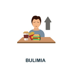 Bulimia flat icon. Colored element sign from psychological disorders collection. Flat Bulimia icon sign for web design, infographics and more. - obrazy, fototapety, plakaty