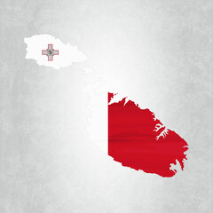 Malta map with flag