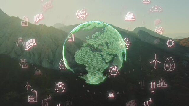 Globe energetic background Vol2. Idea of polution from human industry activity. CG concept. Conceptual background. The impact of the energy industry on the nature of the planet.