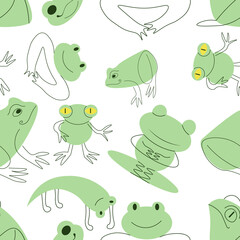 Seamless pattern with frogs. Vector illustration