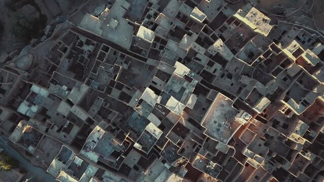 4K Footage, Aerial view of the authentic ancient Taghit in the Sahara Desert, Algeria 
