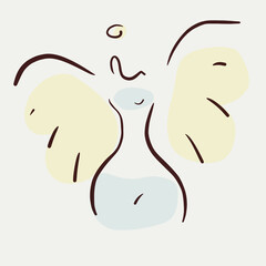 female angel icon line illustration 
