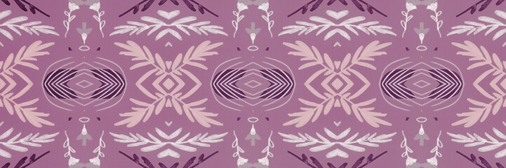 Seamless flower folk pattern. Abstract ethnic print. Watercolor batik background.