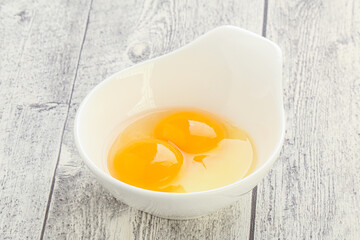 Chicken egg in the bowl