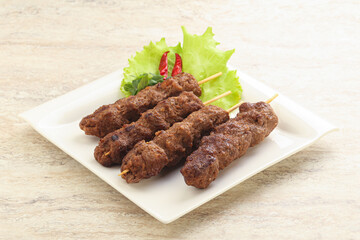 Beef kebab skewer minced meat
