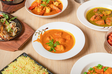 Assortment of typical dishes of Indian cuisine