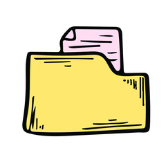 Folder storage sketch vector icon. Security documents element. Computer file hand drawn illustration