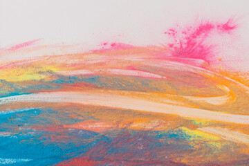 Abstract colorful Happy Holi background. Indian Holi festival of colours. Colorful powder explosion.