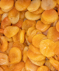 Background view of dried green apricot fruits
