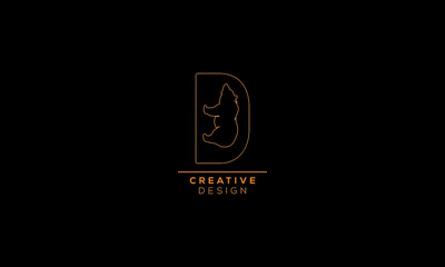 D Bear icon negative space  logo illustration template