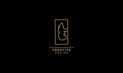 E Bear icon negative space  logo illustration template