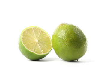 A close-up of limes isolated on white
