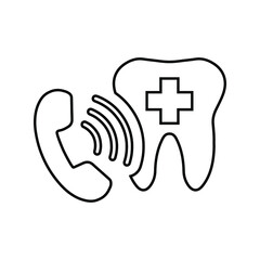 Basic Dentist call outline icon. Line art design.