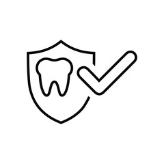 Dental protection outline icon. Line art design.