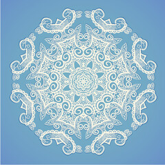 Round pattern, Circular ornament design element, White lace, Vector