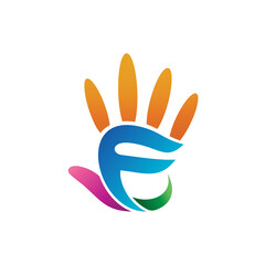 Letter F Hand Logo Vector