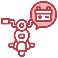 BATTERY red line icon,linear,outline,graphic,illustration