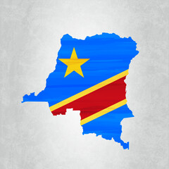 Democratic Republic of Congo map with flag