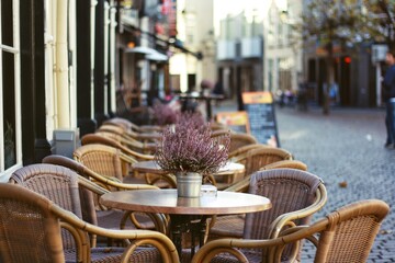 empty table outside in boulevard