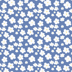 Fototapeta na wymiar Japanese Cute Daisy Flower Vector Seamless Pattern