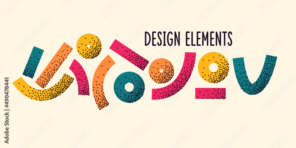 Poster a set of geometric shapes. collection of abstract images for design.