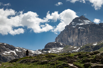 Hiking through the Aosta mountain range in late spring