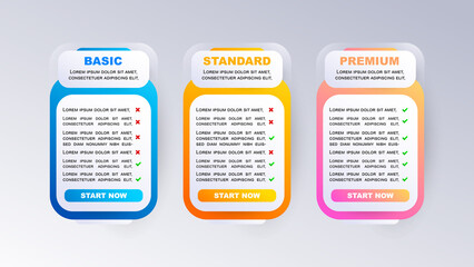 Modern gradient pricing table template