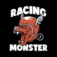 Bear racing monster illustration