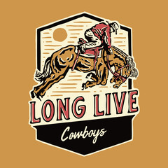Cowboy riding horse illustration