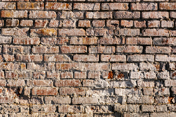 Brick wall from red brick, abstract texture background.
