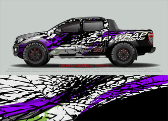 Naklejka premium Racing Car Decal Graphic Vector, wrap vinyl sticker. Graphic abstract stripe designs for Racing vehicles.