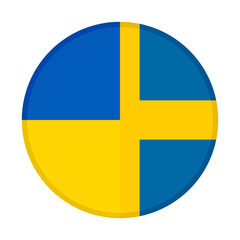 round icon with ukraine and sweden flags isolated on white background