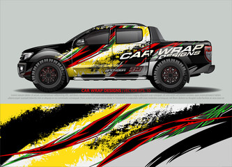 Racing Car Decal Graphic Vector, wrap vinyl sticker. Graphic abstract stripe designs for Racing vehicles.