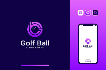 golf ball logo design with letter B and G.