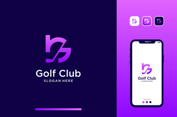 golf club logo design with stick element.