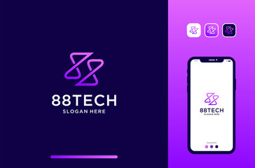 88tech logo design for technology and electrical brand.